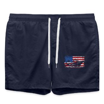 4th of july Cruising ship Usa American flag - Swim Trunks - french navy - Front - AI Model Male 185 light (185cm)