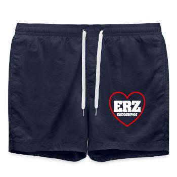 Erzgebirge Kennzeichen Herz Liebe Heimat - Badeshorts - French Navy - Vorne - AI Model Male 185 light (185cm)