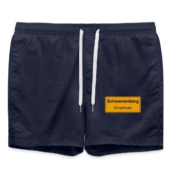 Schwarzenberg Erzgebirge Ortsschild - Badeshorts - French Navy - Vorne - AI Model Male 185 light (185cm)