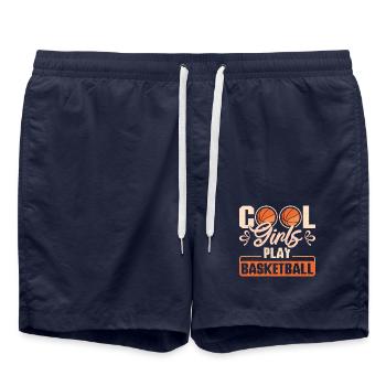 Cool girls play Basketball - Swim Trunks - french navy - Front - AI Model Male 185 light (185cm)