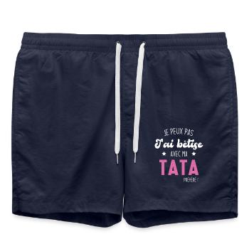 Je peux pas j'ai bêtise avec ma tata préféré - Short de bain - bleu marine - Devant - AI Model Male 185 light (185cm)