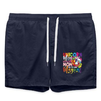 Unicorn Mon Like A Regular Mom Only Way Magical - Badeshorts - French Navy - Vorne - AI Model Male 185 light (185cm)