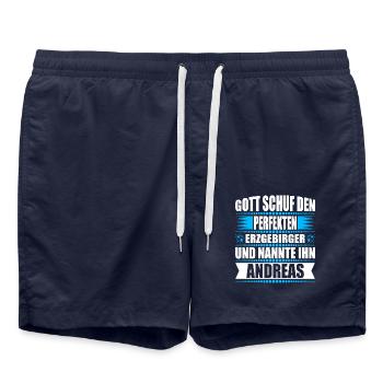 Erzgebirge Mann Namen Sachsen Andreas - Badeshorts - French Navy - Vorne - AI Model Male 185 light (185cm)