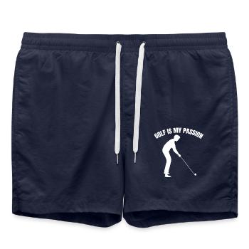 Golf Spruch Golfball Golfspielerin Golfschläger - Badeshorts - French Navy - Vorne - AI Model Male 185 light (185cm)