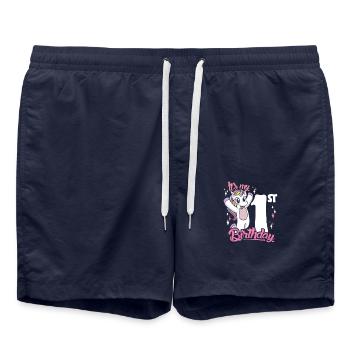1st Birthday Kids Unicorn First Birthday - Badeshorts - French Navy - Vorne - AI Model Male 185 light (185cm)