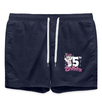 5th Birthday Kids Unicorn Toodler Five - Badeshorts - French Navy - Vorne - AI Model Male 185 light (185cm)