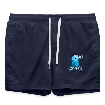 8th Birthday Kids Eight Birthday - Swim Trunks - french navy - Front - AI Model Male 185 light (185cm)