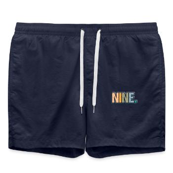 9e anniversaire Enfants Neuf ans - Short de bain - bleu marine - Devant - AI Model Male 185 light (185cm)
