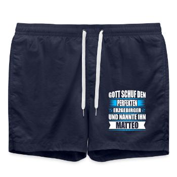 Erzgebirge Mann Namen Sachsen Matteo - Badeshorts - French Navy - Vorne - AI Model Male 185 light (185cm)