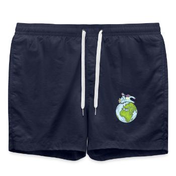 Earth Day Cute Unicorn Dab loves world - Badeshorts - French Navy - Vorne - AI Model Male 185 light (185cm)