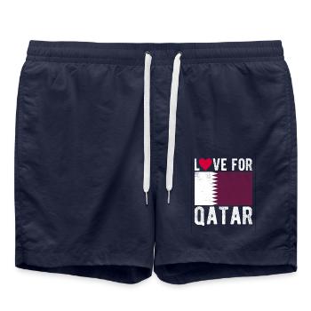 Qatar Flag - Swim Trunks - french navy - Front - AI Model Male 185 light (185cm)
