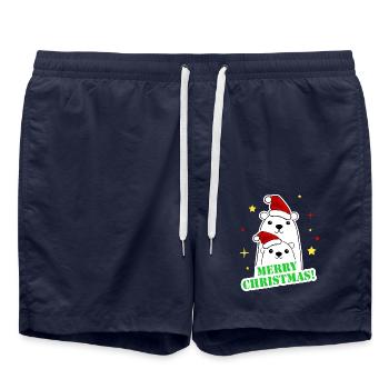 Frohe Weihnachtsfeier - Badeshorts - French Navy - Vorne - AI Model Male 185 light (185cm)