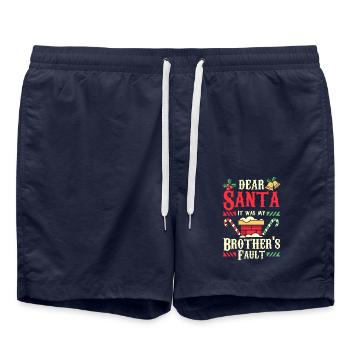 Dear santa it was my brother's fault - Swim Trunks - french navy - Front - AI Model Male 185 light (185cm)