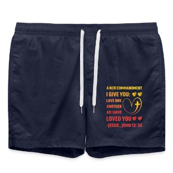 Citation du christianisme - Short de bain - bleu marine - Devant - AI Model Male 185 light (185cm)