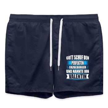 Erzgebirge Mann Namen Sachsen Valentin - Badeshorts - French Navy - Vorne - AI Model Male 185 light (185cm)