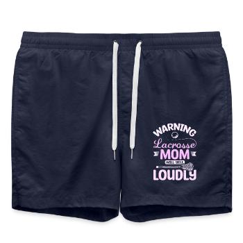 Warning lacrosse mom will yell loudly - Swim Trunks - french navy - Front - AI Model Male 185 light (185cm)
