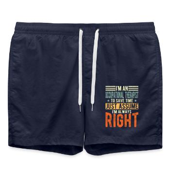 Occupational therapist - Swim Trunks - french navy - Front - AI Model Male 185 light (185cm)