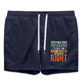Photographer - Swim Trunks - french navy - Front - AI Model Male 185 light (185cm)
