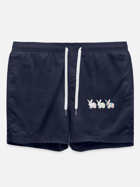 Pâques Trois lapins Fleur de lapin - Short de bain - bleu marine