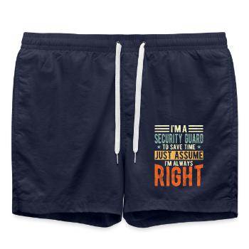 Security officer - Swim Trunks - french navy - Front - AI Model Male 185 light (185cm)