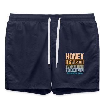 Honey I paused Everything to be Here - Swim Trunks - french navy - Front - AI Model Male 185 light (185cm)