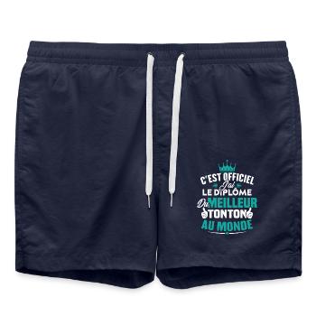 J'ai le diplôme du meilleur tonton au monde - Short de bain - bleu marine - Devant - AI Model Male 185 light (185cm)