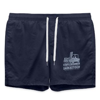 Staplerfahrer Wenn ich sarkastisch werde wirds - Badeshorts - French Navy - Vorne - AI Model Male 185 light (185cm)