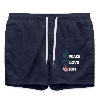 Peace Love Mom Son Boy - Swim Trunks - french navy - Front - AI Model Male 185 light (185cm)