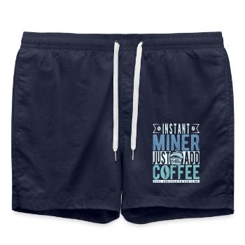 Bergmann Kaffee Spruch - Badeshorts - French Navy - Vorne - AI Model Male 185 light (185cm)