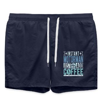 Motorman Kaffee Spruch - Badeshorts - French Navy - Vorne - AI Model Male 185 light (185cm)