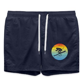 Skifahrer Ski Weihnachten Wintersport Skifahren - Badeshorts - French Navy - Vorne - AI Model Male 185 light (185cm)