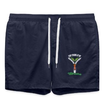 Watermelons Stop Staring Women Boobs - Swim Trunks - french navy - Front - AI Model Male 185 light (185cm)