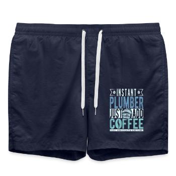 Plumber coffee saying - Swim Trunks - french navy - Front - AI Model Male 185 light (185cm)