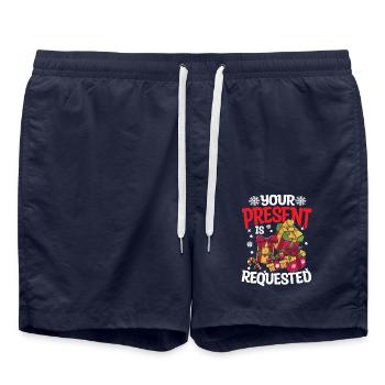 Your Present Is Requested für Männer Frauen - Badeshorts - French Navy - Vorne - AI Model Male 185 light (185cm)