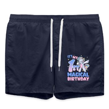 Es Ist Mein 1. Magischer Geburtstag - Badeshorts - French Navy - Vorne - AI Model Male 185 light (185cm)