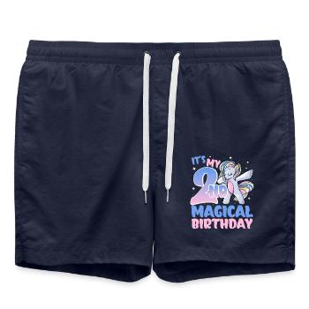 Es Ist Mein 2. Magischer Geburtstag - Badeshorts - French Navy - Vorne - AI Model Male 185 light (185cm)