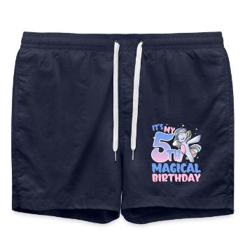 Es Ist Mein 5. Magischer Geburtstag - Badeshorts - French Navy - Vorne - AI Model Male 185 light (185cm)