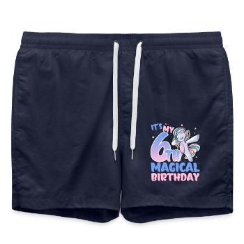 Es Ist Mein 6. Magischer Geburtstag - Badeshorts - French Navy - Vorne - AI Model Male 185 light (185cm)