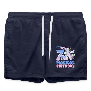 Es Ist Mein 7. Magischer Geburtstag - Badeshorts - French Navy - Vorne - AI Model Male 185 light (185cm)