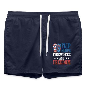 Flip Flops Feuerwerk Und Freiheit 4. Juli - Badeshorts - French Navy - Vorne - AI Model Male 185 light (185cm)
