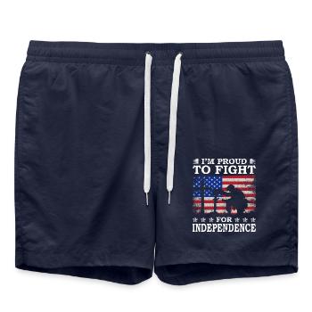 Je suis fier de défendre l’indépendance - Short de bain - bleu marine - Devant - AI Model Male 185 light (185cm)