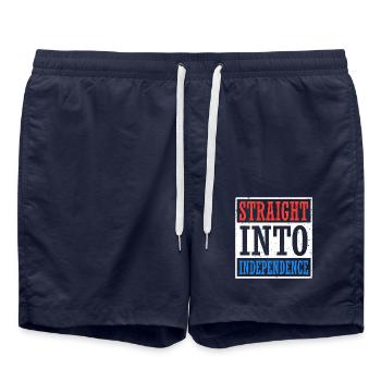 Straight into Independence Day 4 July Holiday - Swim Trunks - french navy - Front - AI Model Male 185 light (185cm)