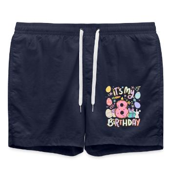 C’est mon 8e anniversaire Pâques Donut Noël lapin - Short de bain - bleu marine - Devant - AI Model Male 185 light (185cm)