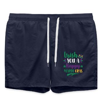 Irish You A Happy Mardi Gras Green Clover - Swim Trunks - french navy - Front - AI Model Male 185 light (185cm)