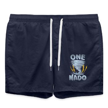 One-nado Warnung 1. Geburtstag | Tornado - Badeshorts - French Navy - Vorne - AI Model Male 185 light (185cm)