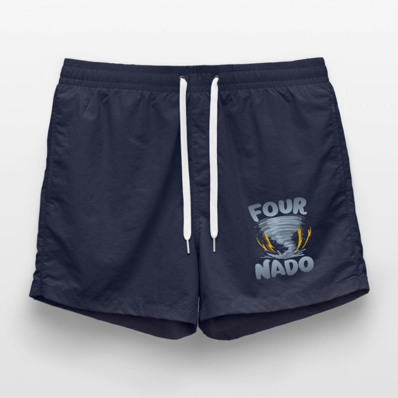 Four-nado warning 4th birthday | Tornado Swim Trunks