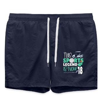 This sports legend is now 18, golf game 18. - Swim Trunks - french navy - Front - AI Model Male 185 light (185cm)