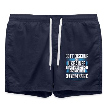 Ukraine Gott Spruch Können - Badeshorts - French Navy - Vorne - AI Model Male 185 light (185cm)