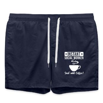 Social Work Social Worker Coffee - Swim Trunks - french navy - Front - AI Model Male 185 light (185cm)