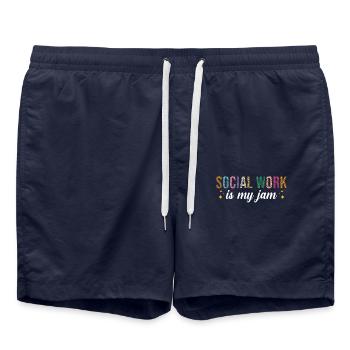 Social work is my passion - Swim Trunks - french navy - Front - AI Model Male 185 light (185cm)